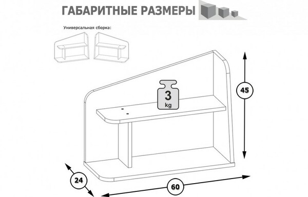 Полка навесная Альфа 09.128 лайм зеленый, белый премиум