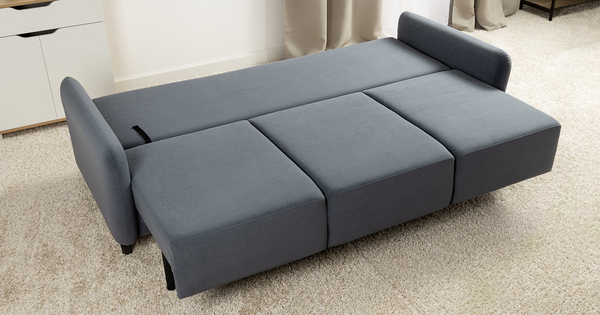 Диван-кровать прямой Дакота ТД 584 велюр Vendetta 24 синий, Riga 1598 z1 col 20 серо-голубой, Romeo 06