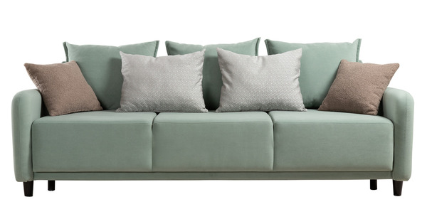 Диван-кровать прямой Дакота ТД 585 велюр Vendetta 18 ментоловый, Marcello-5 1327 A1 col 19 ментоловый орнамент, Romeo 03