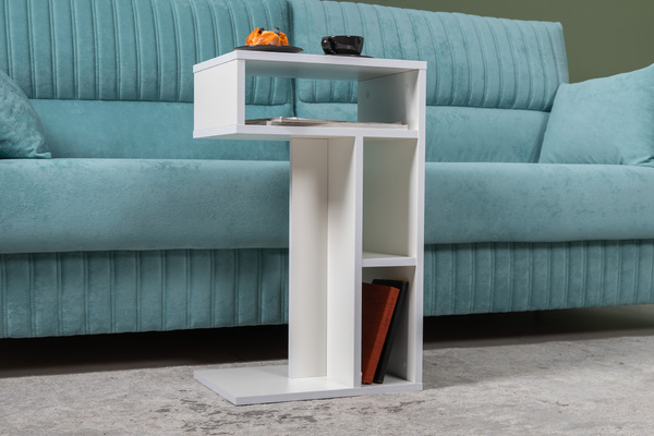 Стол журнальный, подставка Эйр 12.114 белый РЕ шагрень, вертикальная и горизонтальная установка