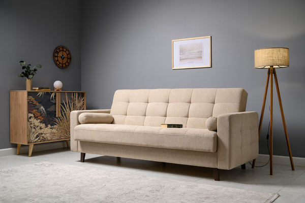 Диван-кровать прямой Эмили ТД 911 велюр светло-бежевый