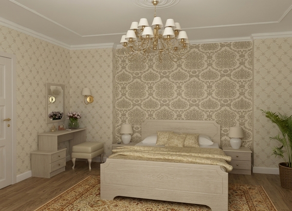 Модена спальня компоновка: кровать 160, тумба, зеркало и стол туалетный Дуб Седой МДФ