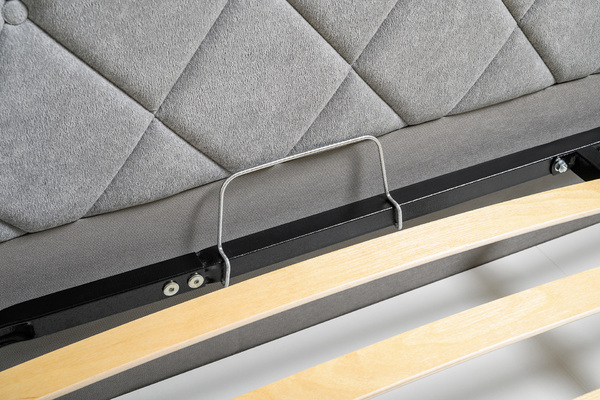 Кровать Марион 160 велюр OCEAN 023 серый с ортопедическим основанием и подъемным механизмом (спальное место 160 х 200)