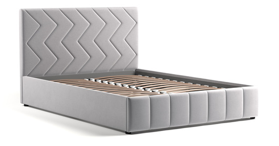 Кровать Милана 140 велюр светло-серый с ортопедическим основанием и подъемным механизмом