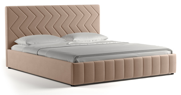 Кровать Милана 180 велюр бежевый кофейный с ортопедическим основанием и подъемным механизмом