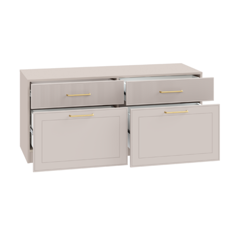 Гостиная Ричфорд композиция 2 с карнизами, кашемир 5981 BS, моно керамика D166-2 ПВХ, белый PE шагрень (собирается на любую сторону)