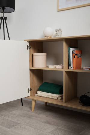 Комод Току 16.230.04 гикори рокфорд натуральный KO86 PW, белый PE шагрень, фотопечать